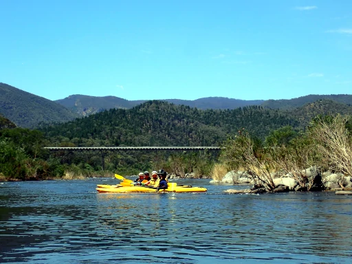 Snowy River Kayak Adventure provides plenty of views of the mountains on the side of the river.