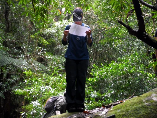 During the Newcastle Bushwalking Skills Program their is plenty of opportunity to get lost in the bush like this person looking at a map